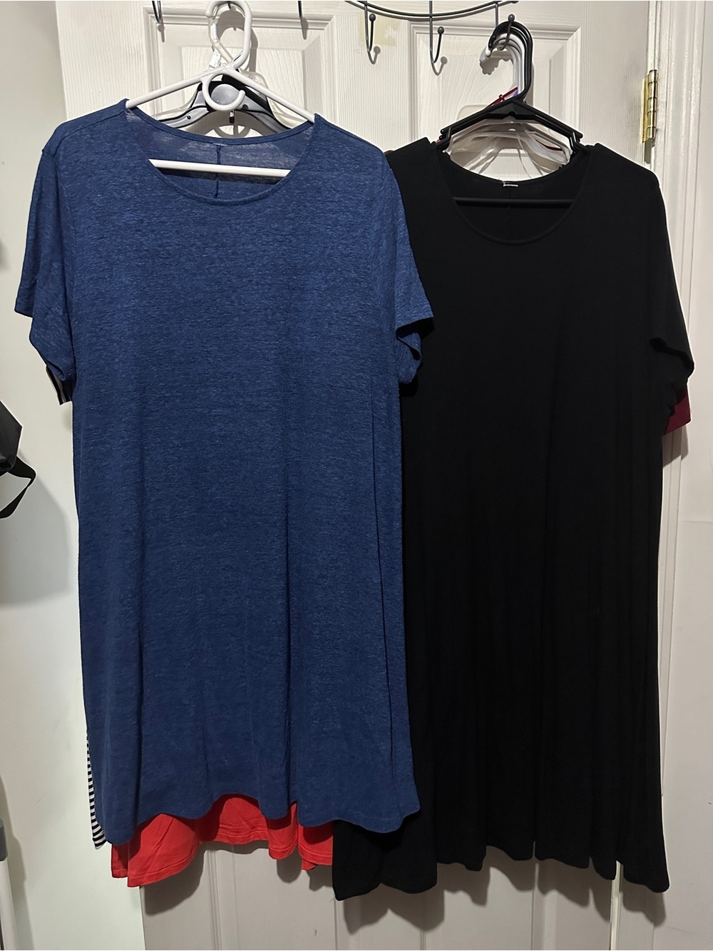 2 Old Navy Dresses, XXL Heather Blue and Black Tee Dress Duo